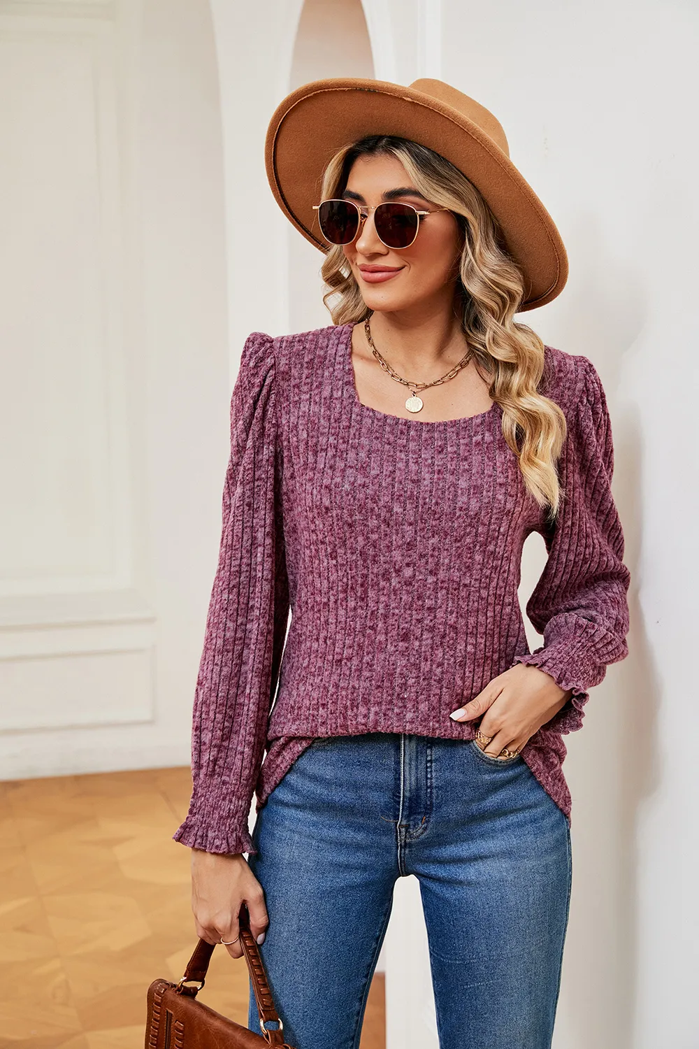 Square Neck Puff Sleeve Top, image 23