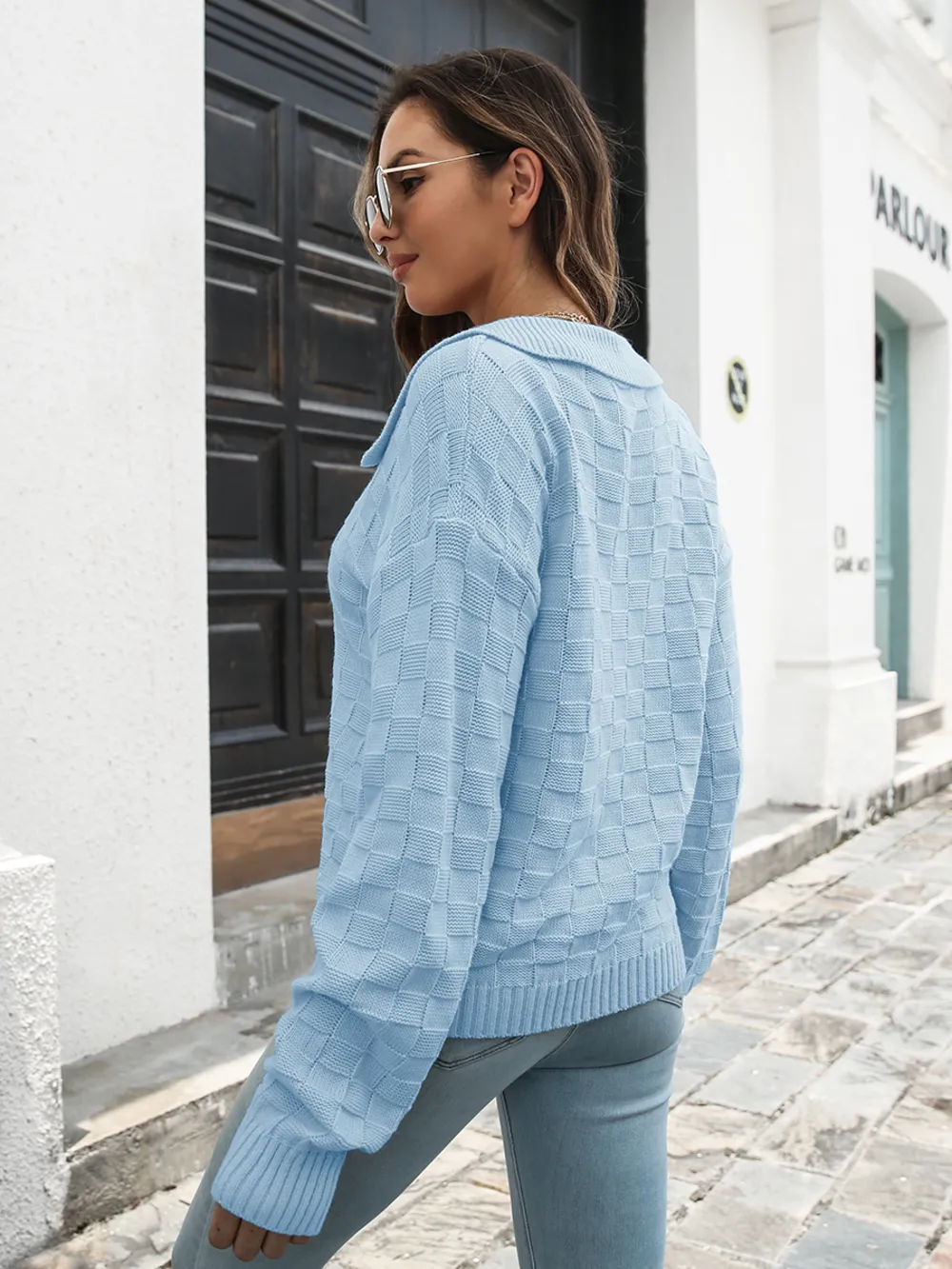 Johnny Collar Dropped Shoulder Sweater, image 9