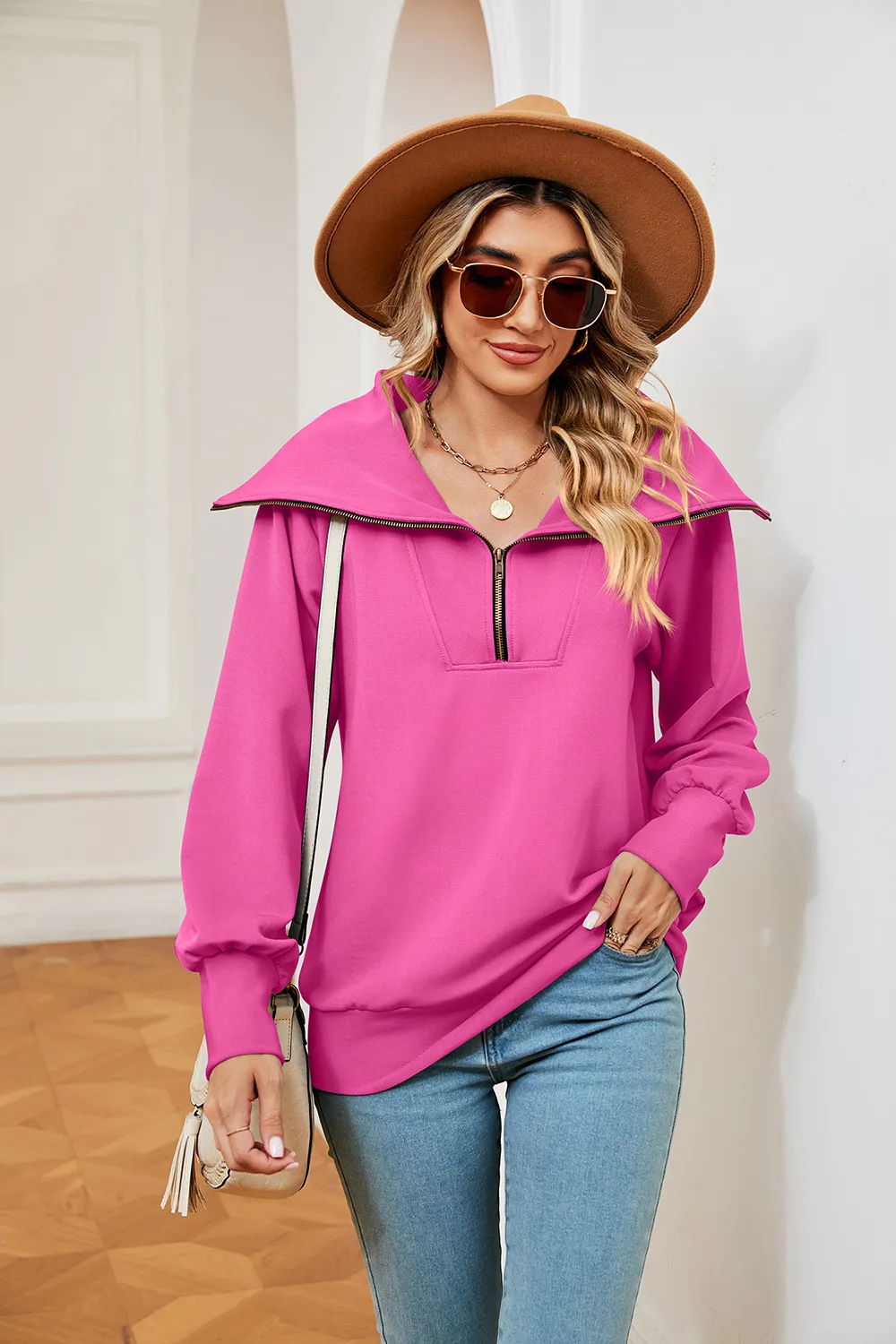 Half-Zip Collared Sweatshirt, image 17