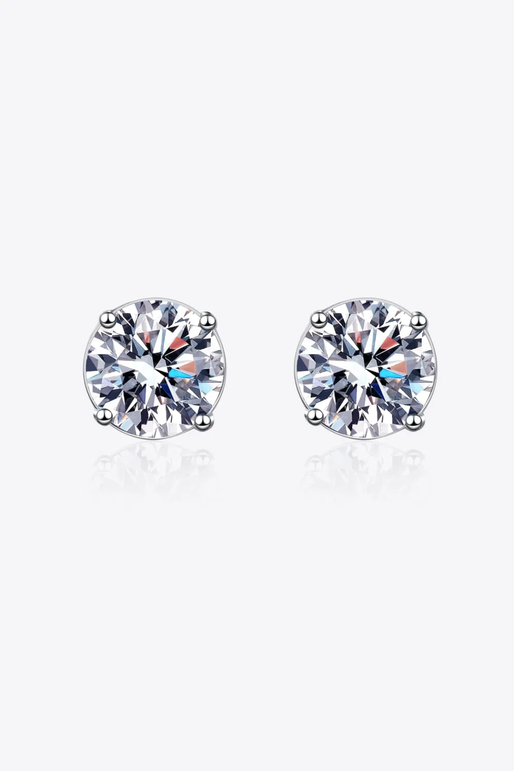 2 Carat Moissanite Rhodium-Plated Stud Earrings, image 5