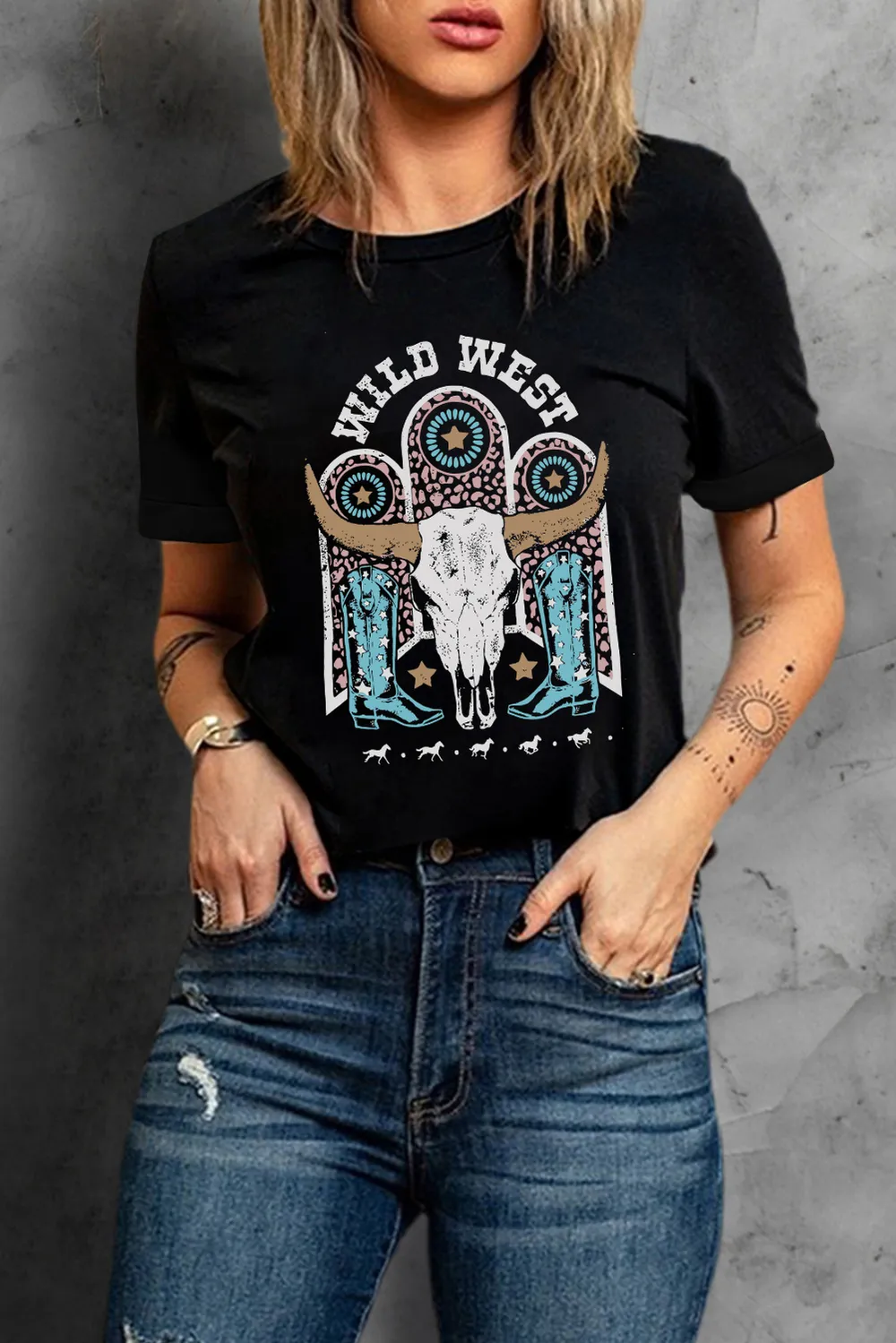 WILD WEST Graphic Short Sleeve Tee Shirt, image 2