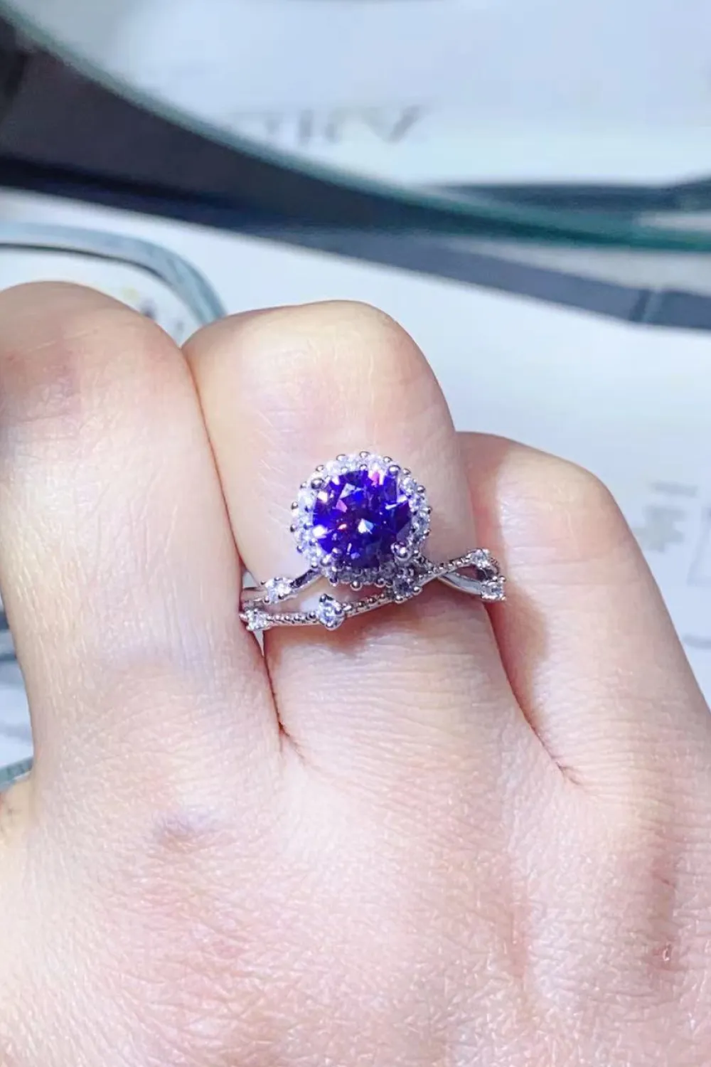 1 Carat Moissanite 925 Sterling Silver Ring, image 2