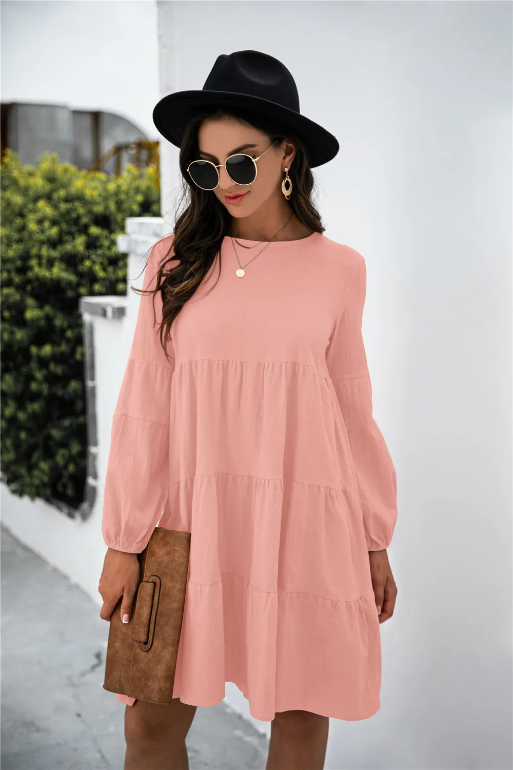 Balloon Sleeve Keyhole Tiered Dress, image 10