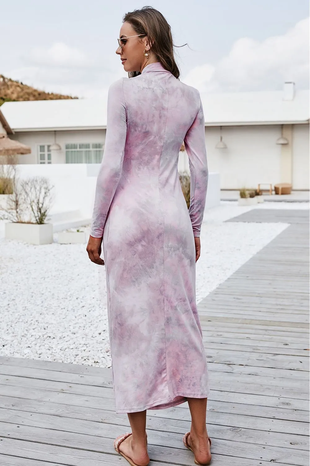 Tie Dye Mock Neck Long Sleeve Dress, image 8