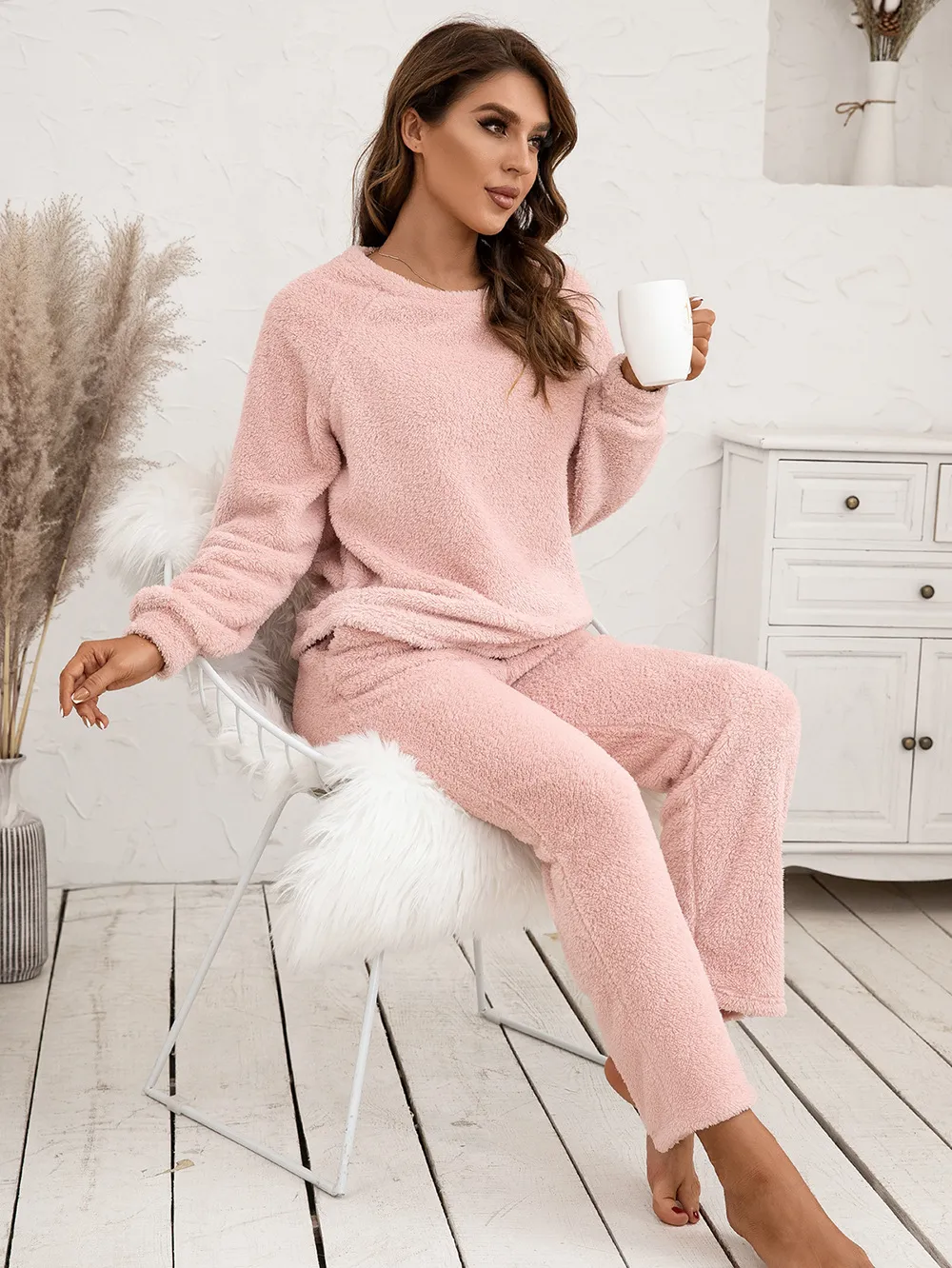 Teddy Long Sleeve Top and Pants Lounge Set, image 12