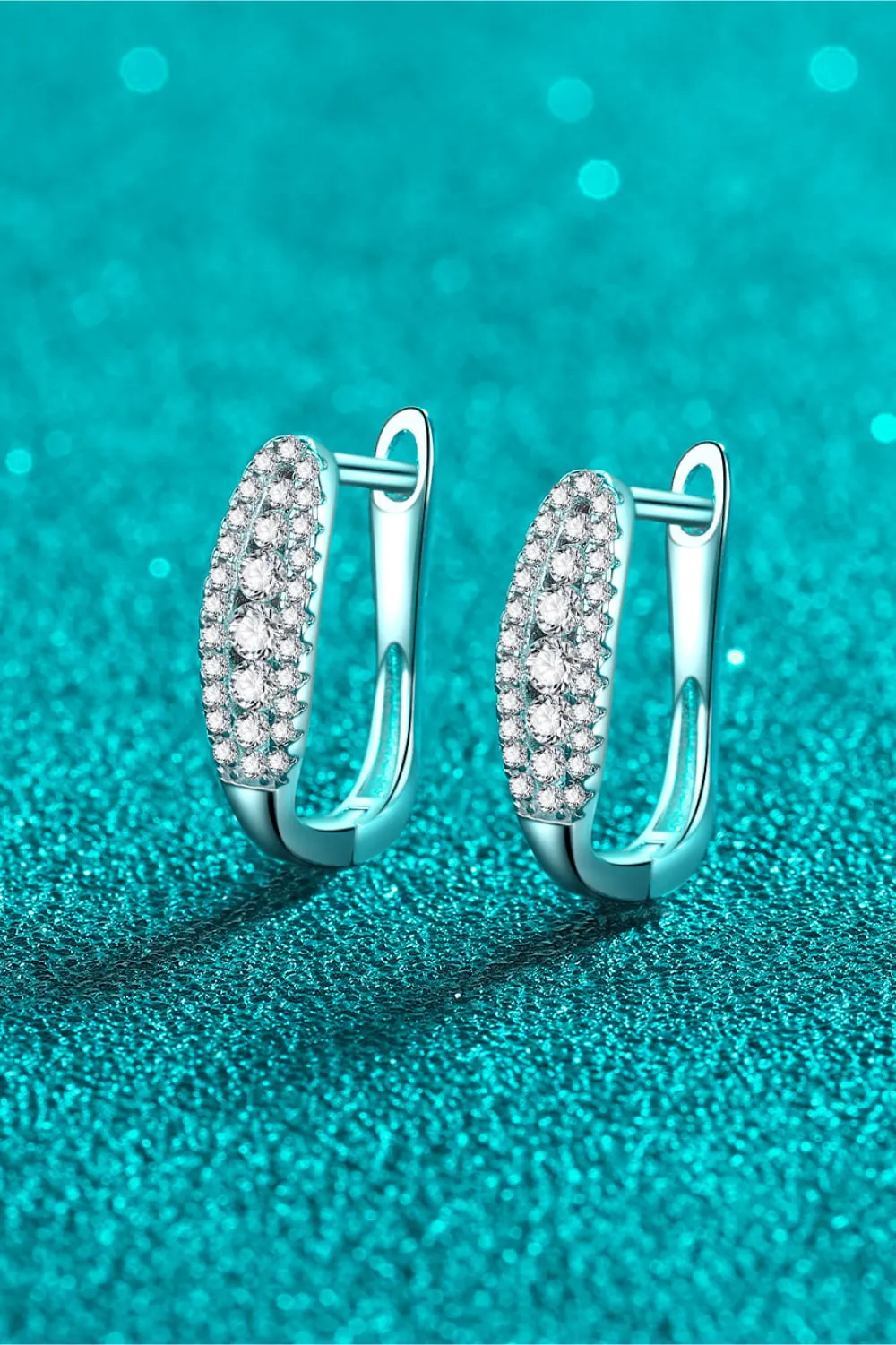 Moissanite Rhodium-Plated Earrings, image 4