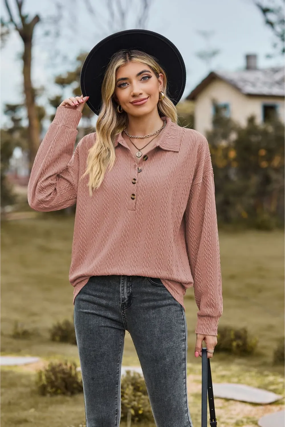 Collared Neck Long Sleeve Blouse, image 11