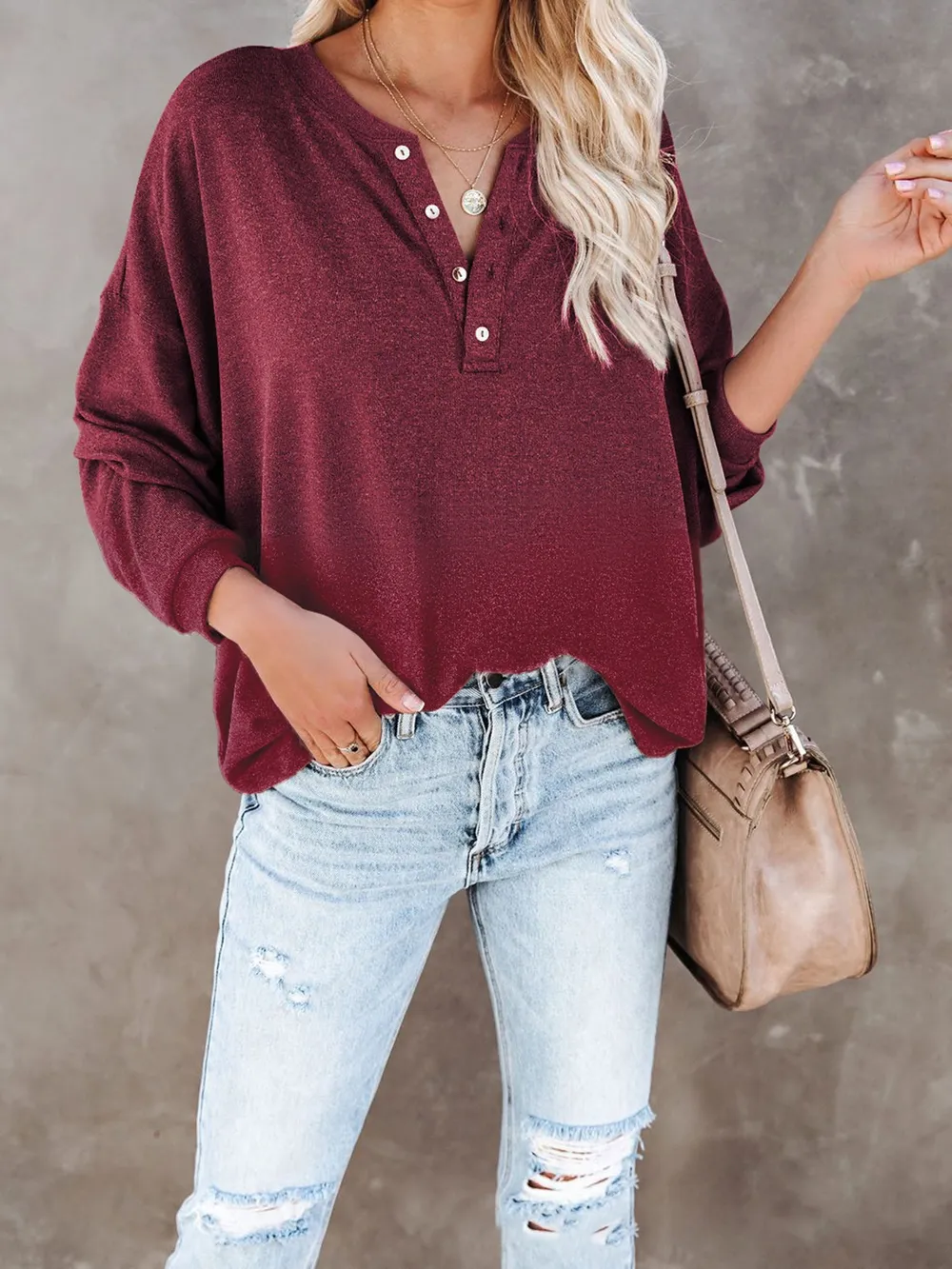 Buttoned Drop Shoulder Top, image 4