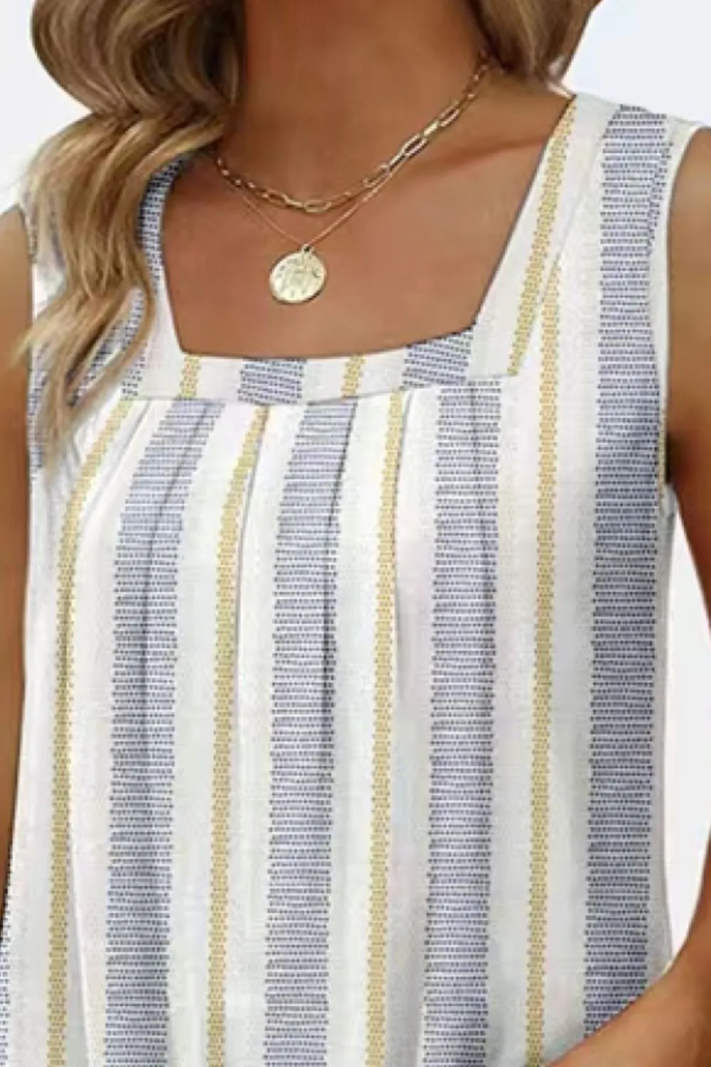 Printed Square Neck Curved Hem Tank, image 10