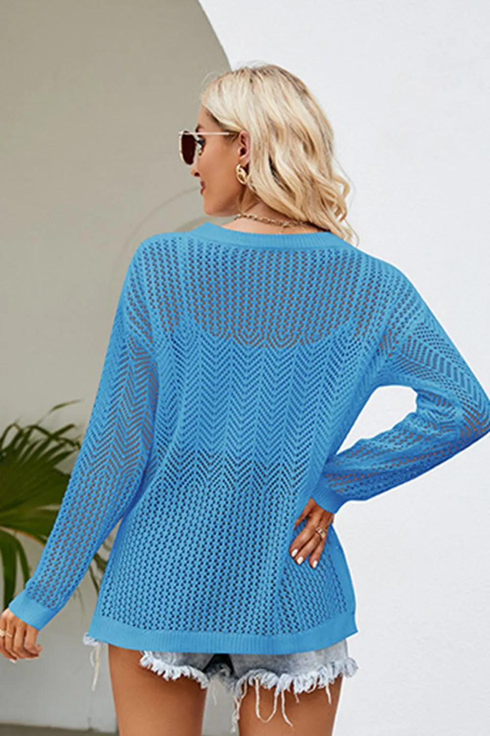 Lace-Up Slit Knit Top, image 7