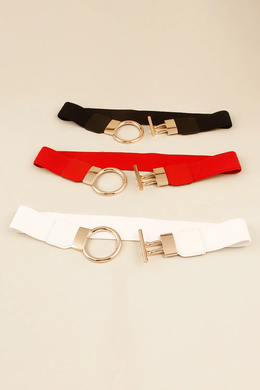 Circle Shape Buckle Zinc Alloy Buckle PU Leather Belt, image 3