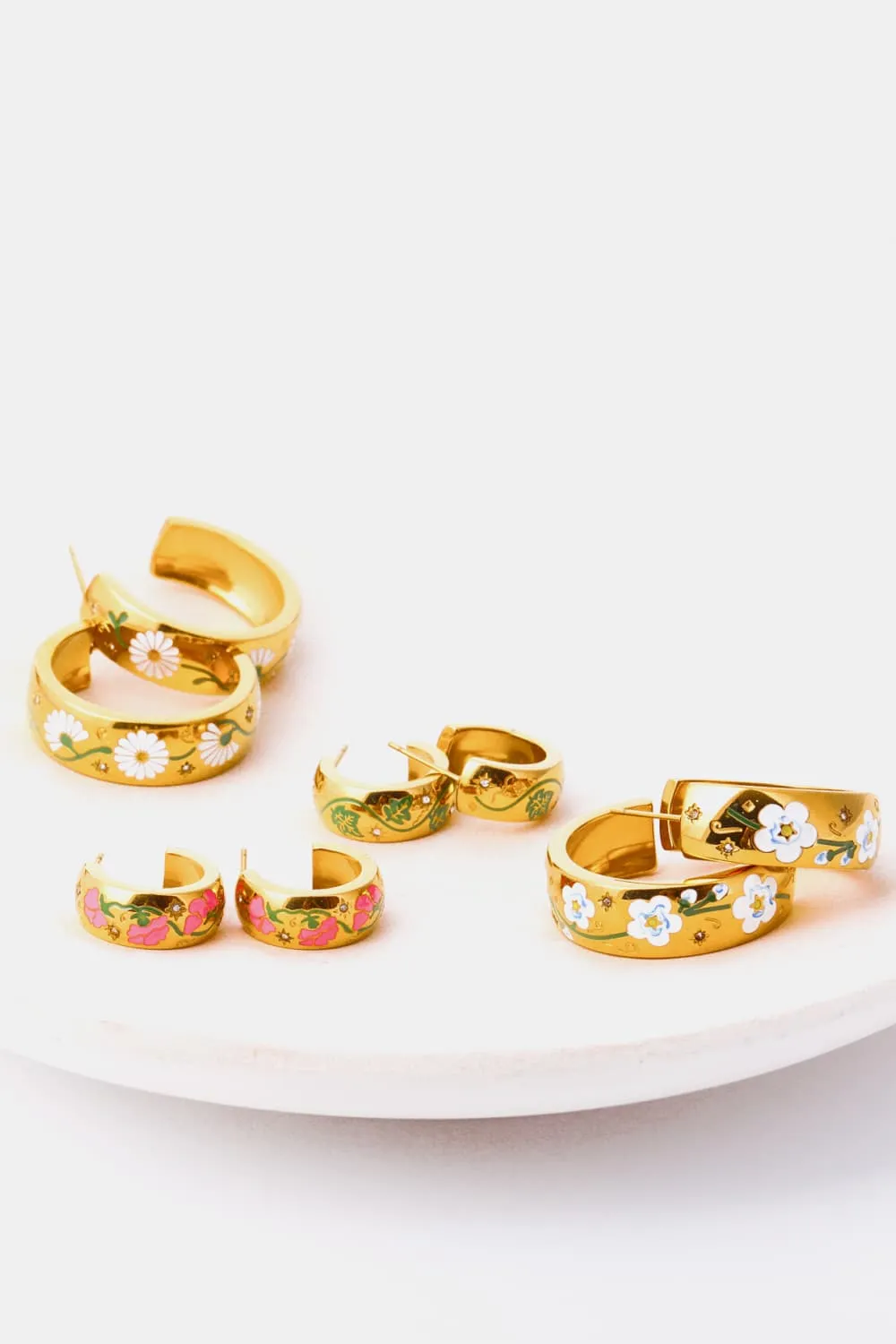 Stainless Steel 18K Gold Plated Ring Shape C-Hoop Earrings, image 2