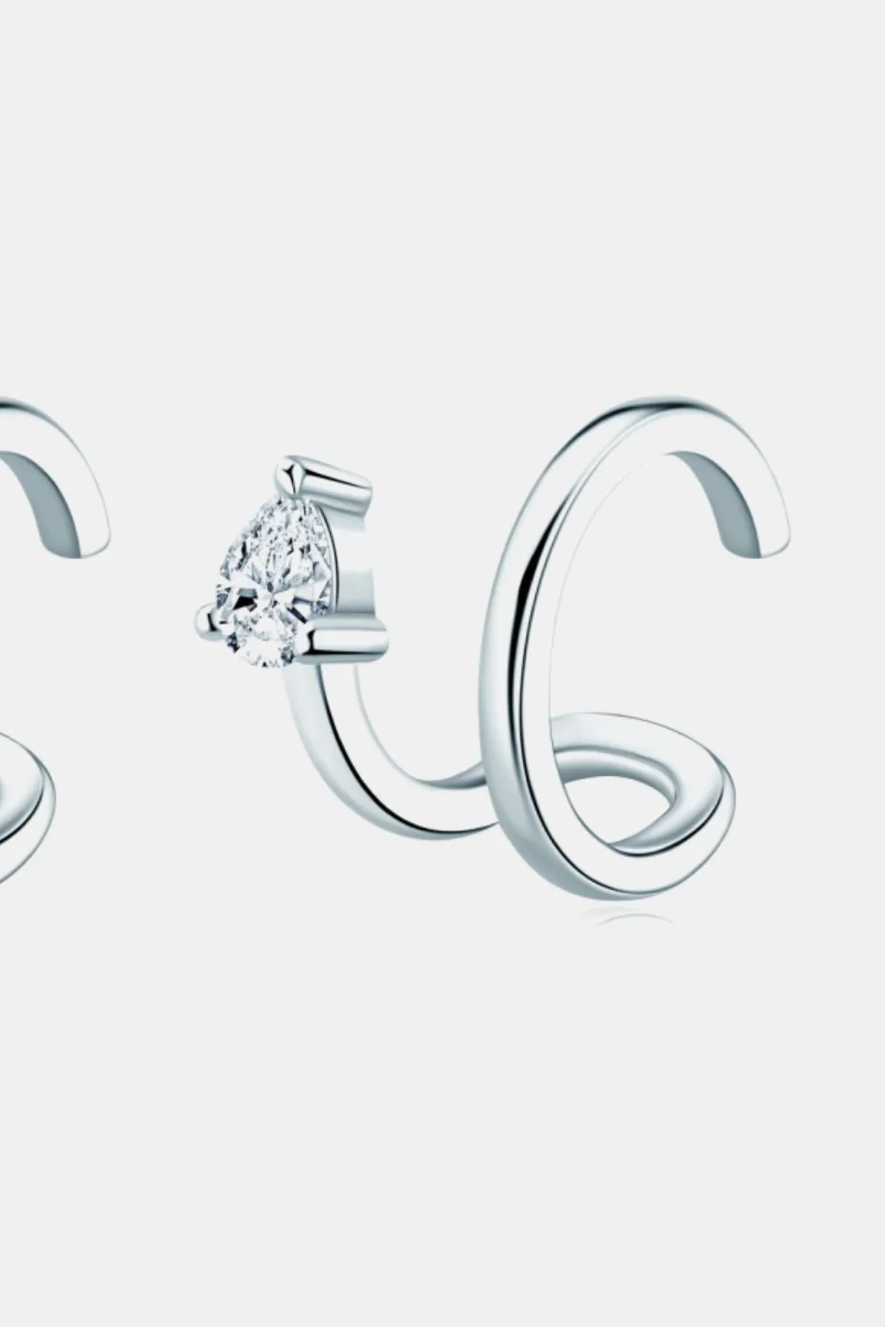 Moissanite 925 Sterling Silver Cuff Earrings, image 4