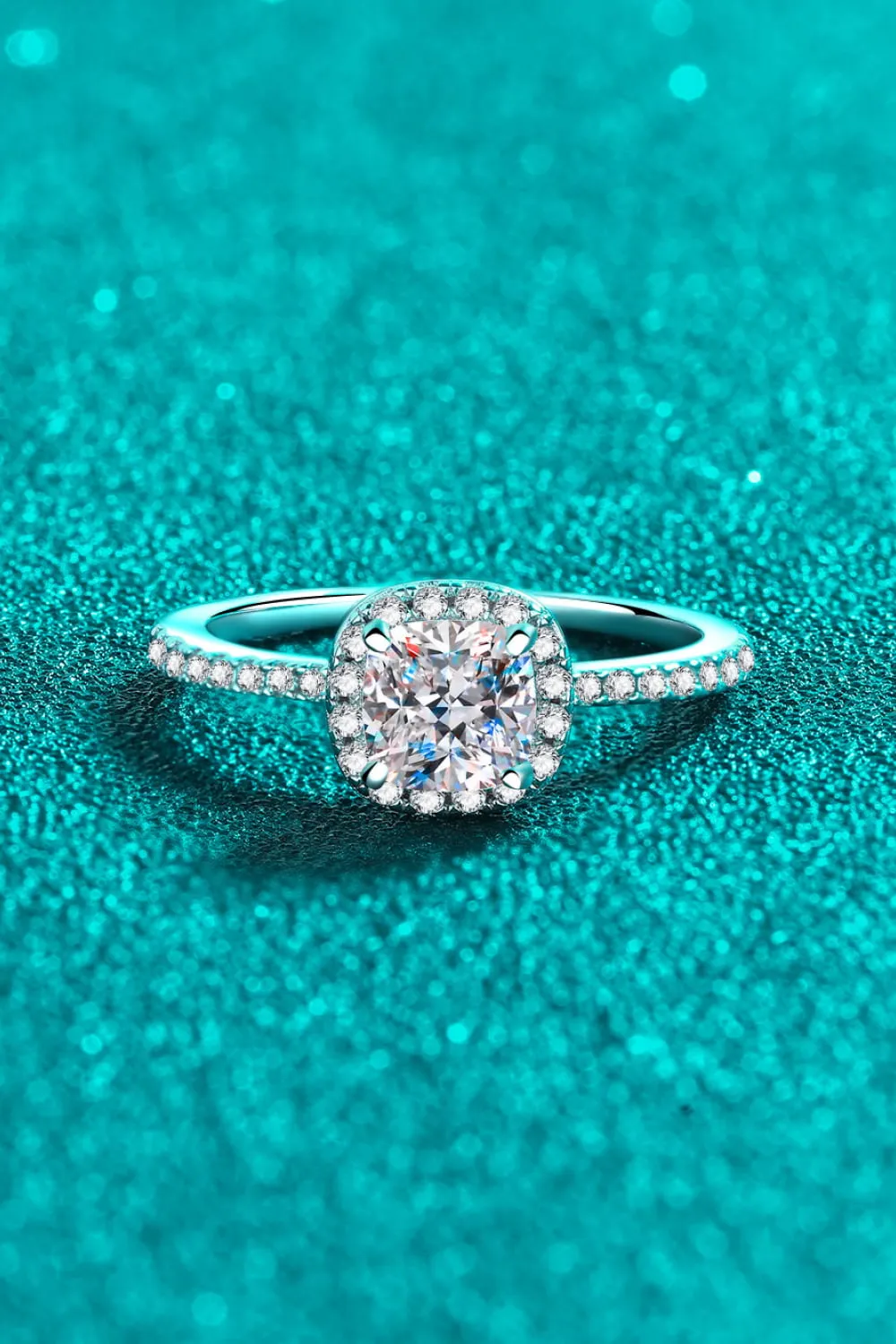 1 Carat Moissanite 925 Sterling Silver Halo Ring, image 4