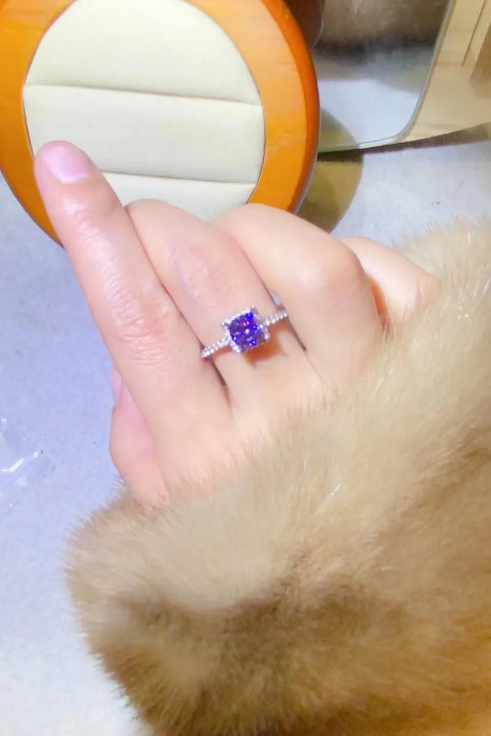 1 Carat Moissanite Platinum-Plated Square Ring, image 4