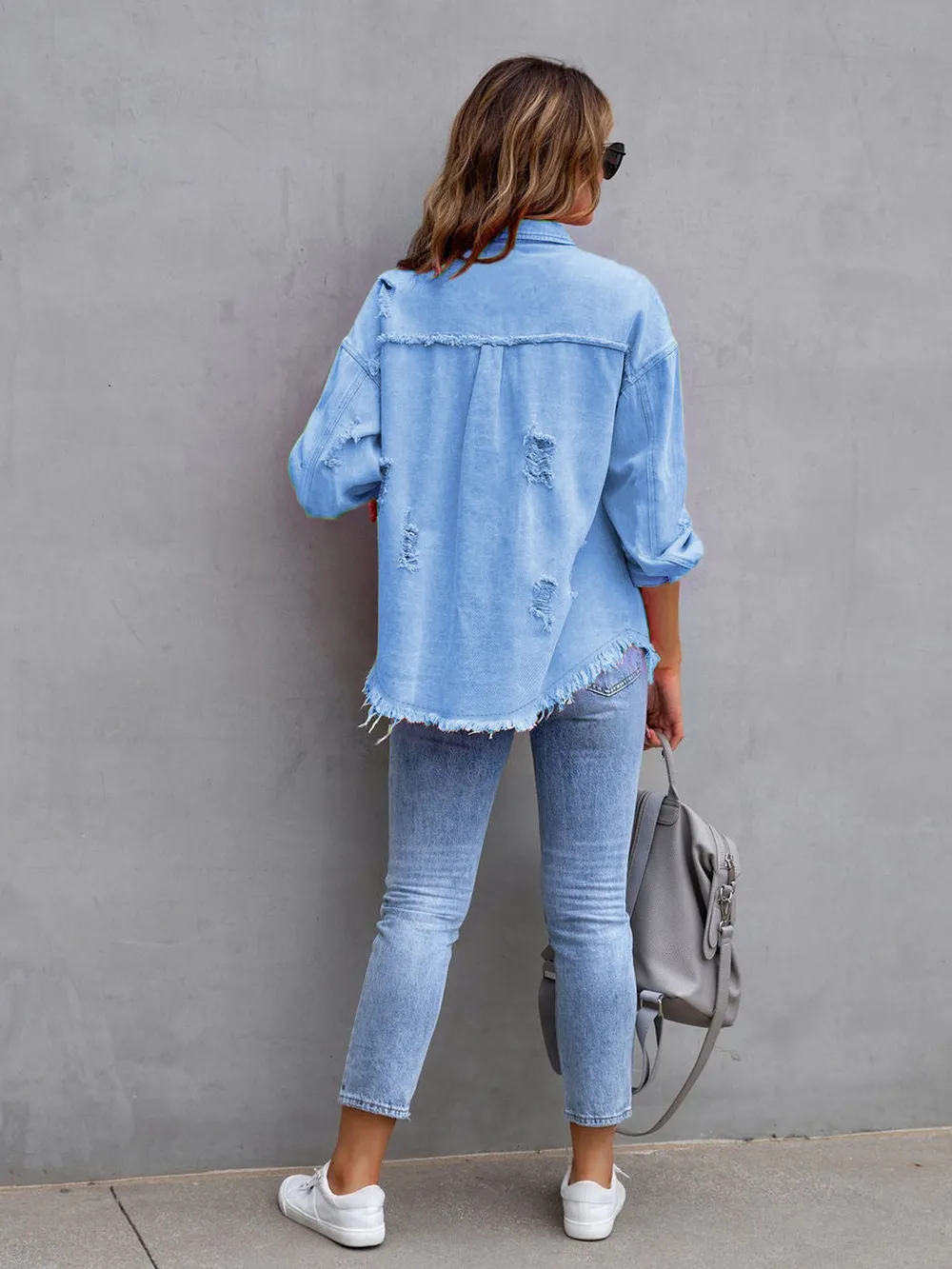 Distressed Drop Shoulder Denim Jacket, image 22