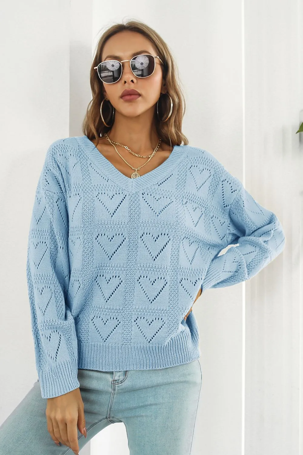 V-Neck Drop Shoulder Sweater, image 7