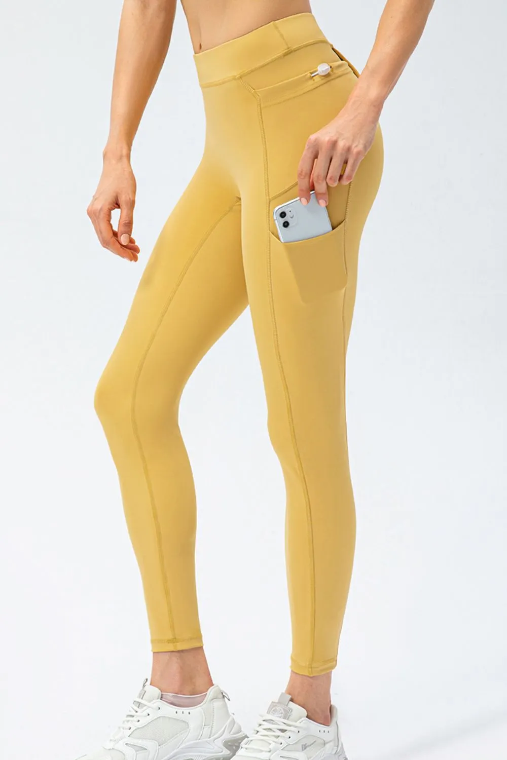 Full Size Slim Fit High Waist Long Sports Pants with Pockets, image 3
