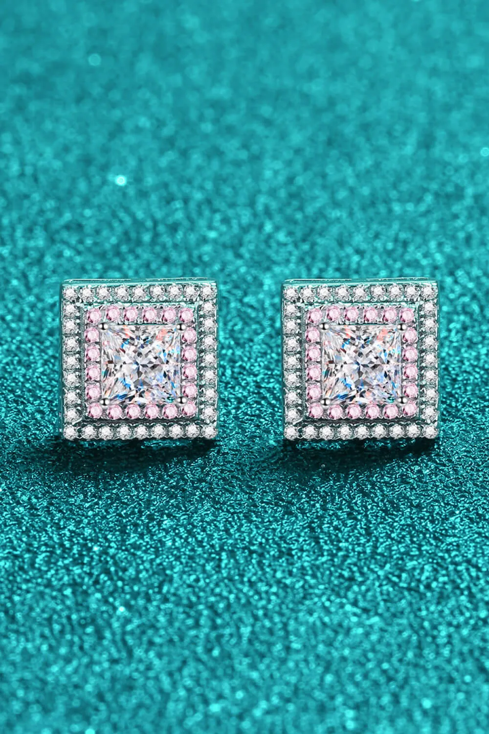 Moissanite Square Stud Earrings, image 3