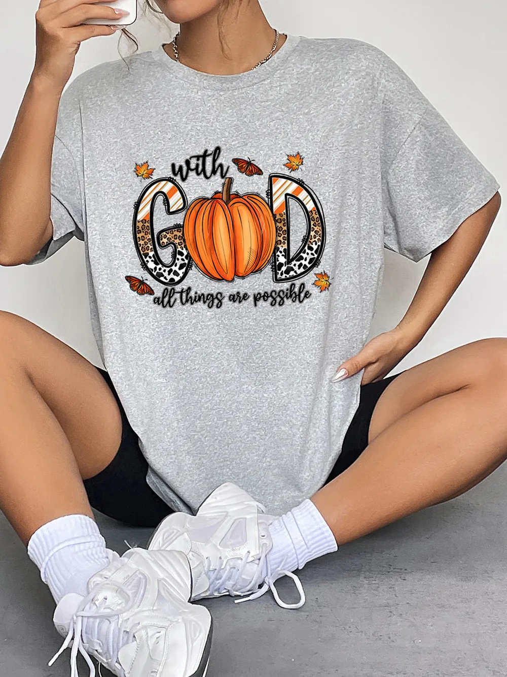 Round Neck Short Sleeve Graphic T-Shirt, image 5