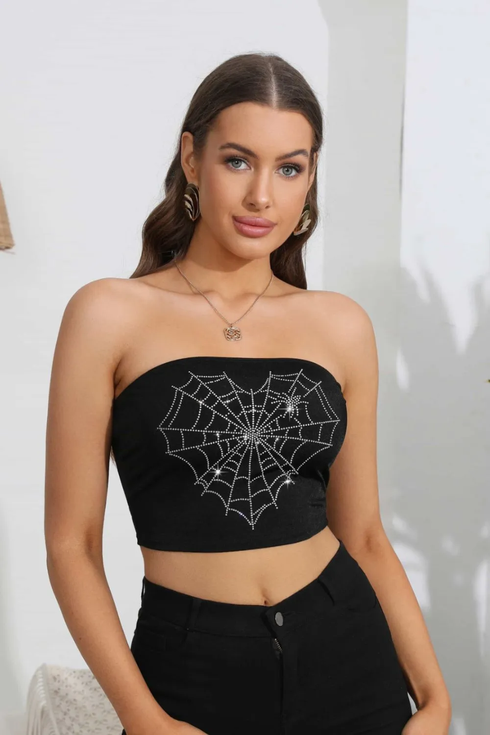 Heart Spider Web Graphic Tube Top, image 4