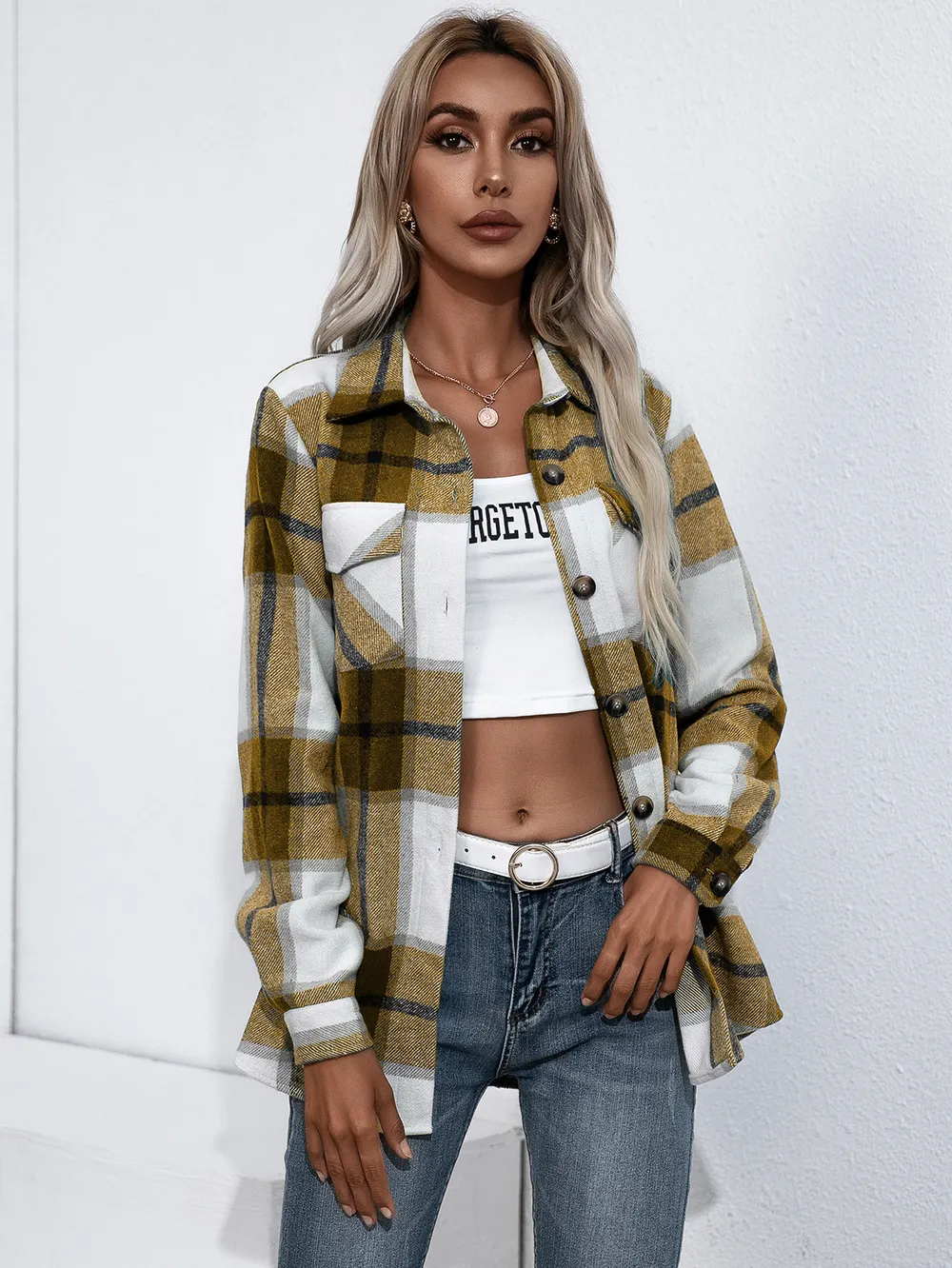 Plaid Button Up Flannel Shirt, image 4