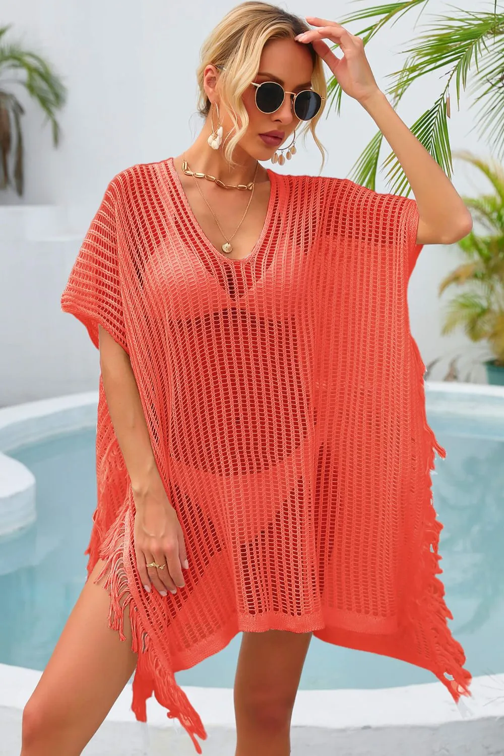 Fringe Trim Openwork Cover Up, image 8