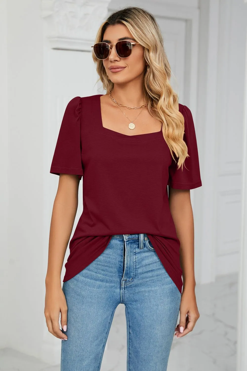 Square Neck Puff Sleeve T-Shirt, image 9