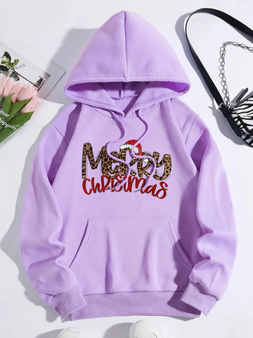 MERRY CHRISTMAS Graphic Drawstring Hoodie, image 10
