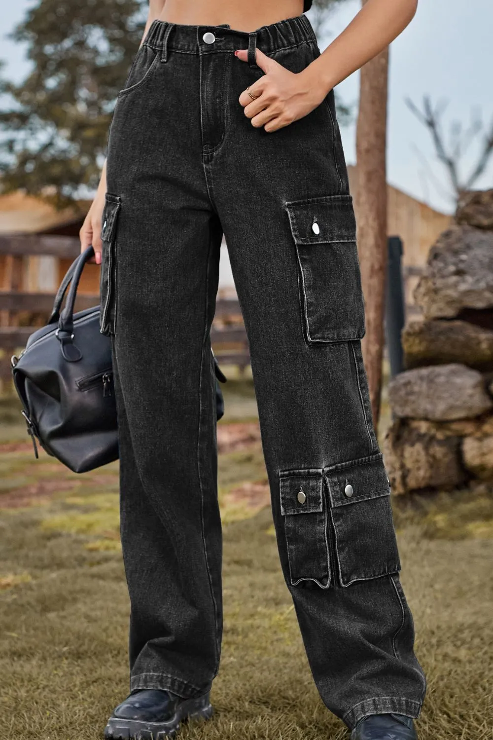 Loose Fit Long Jeans with Pockets, image 17