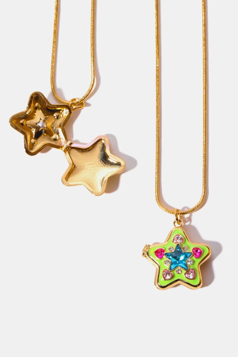 Rhinestone Decor Star Box Pendant Necklace, image 5