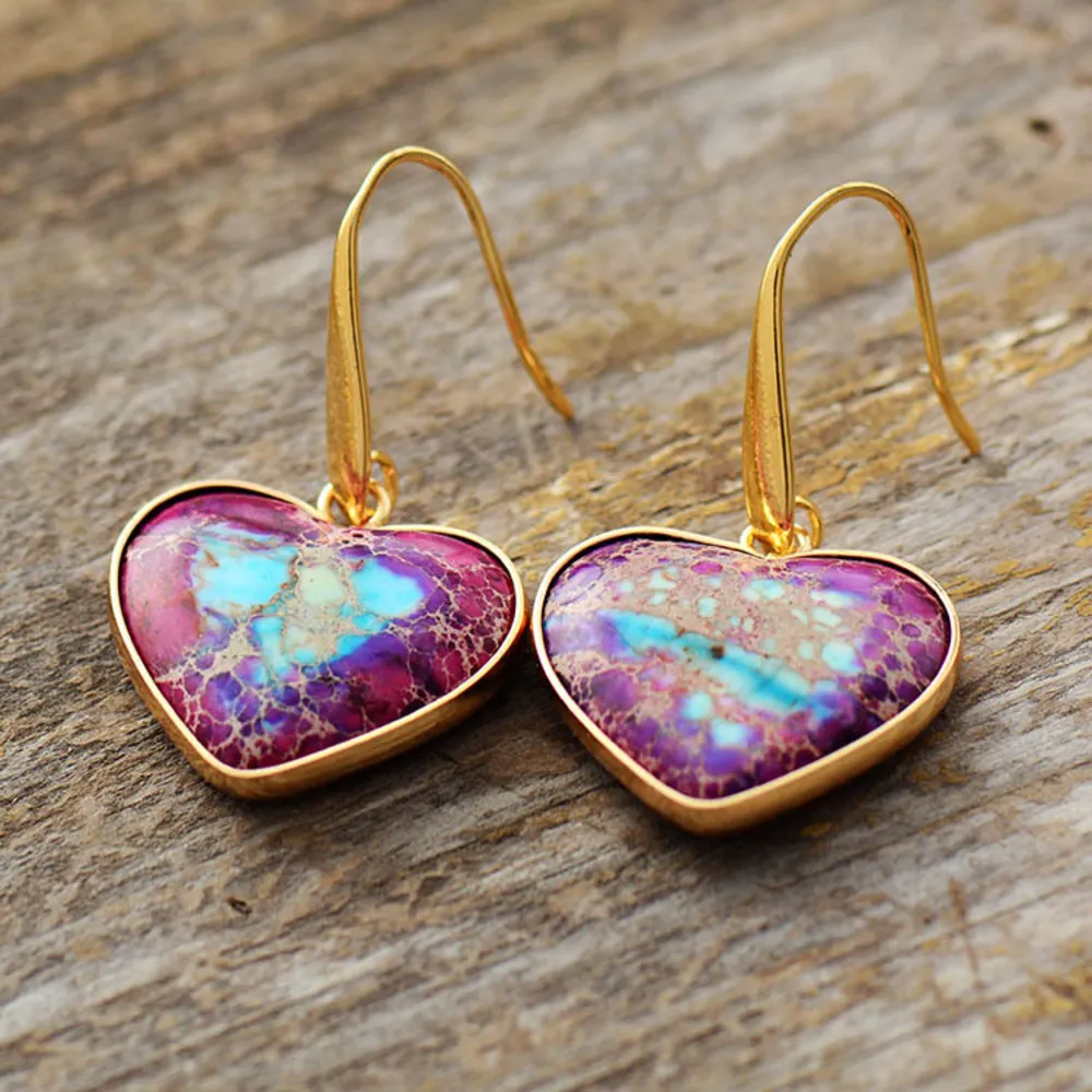 Natural Stone Heart Drop Earrings, image 6