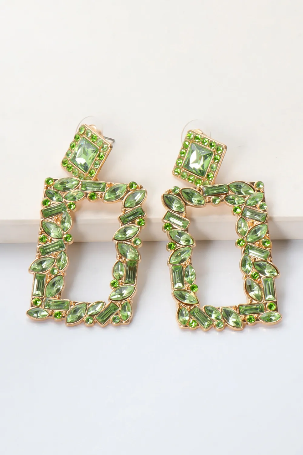 Square Shape Glass Stone Dangle Earrings, image 17