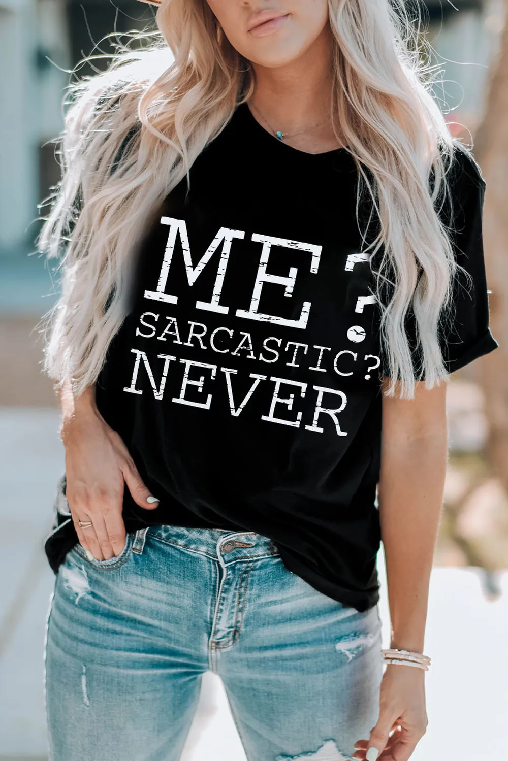 Letter Graphic Round Neck T-Shirt, image 3