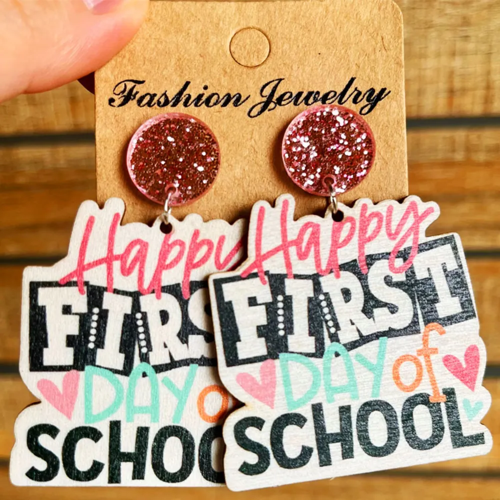 School Theme Wooden Dangle Earrings, image 9