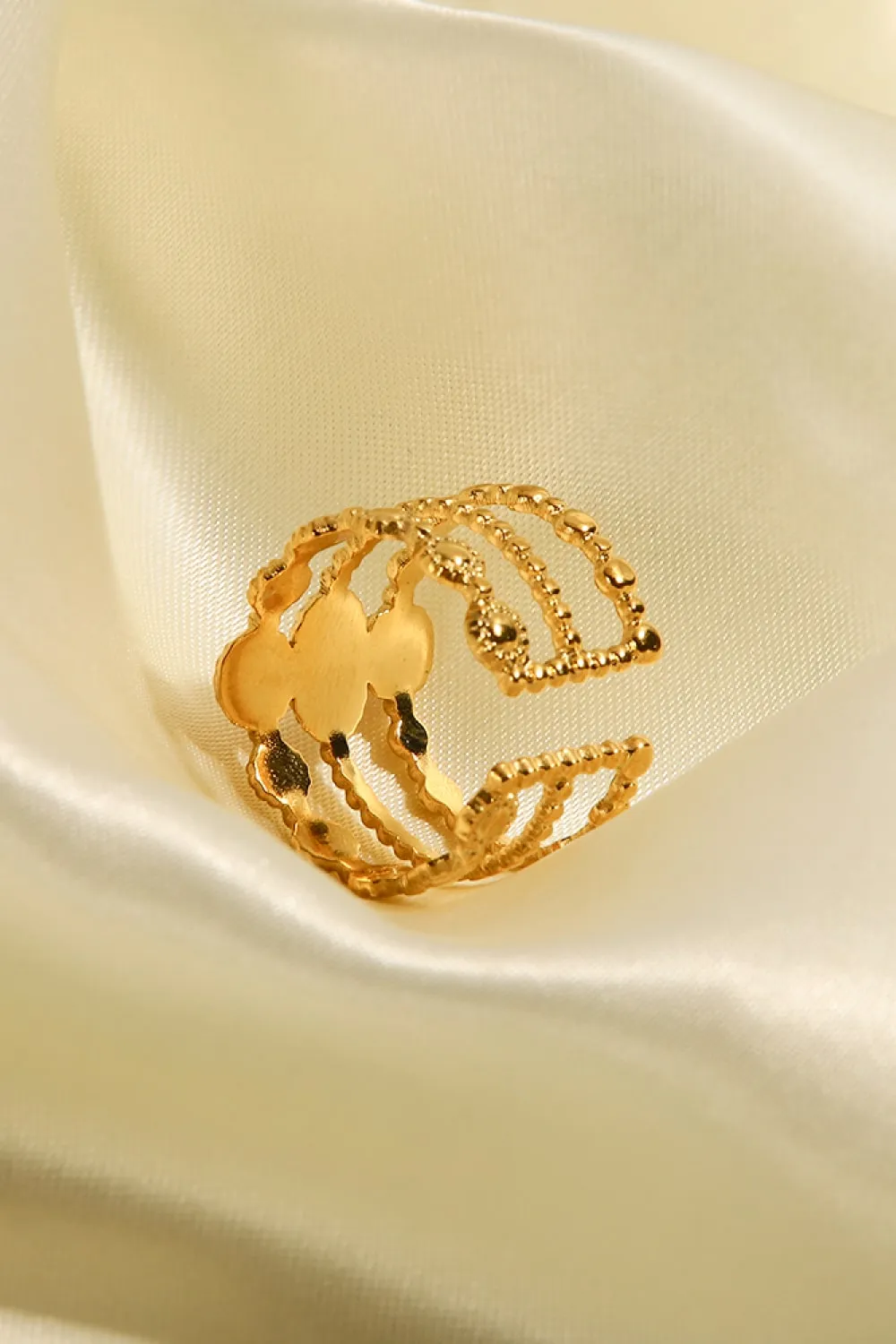 Triple-Layered Stainless Steel Open Ring, image 5