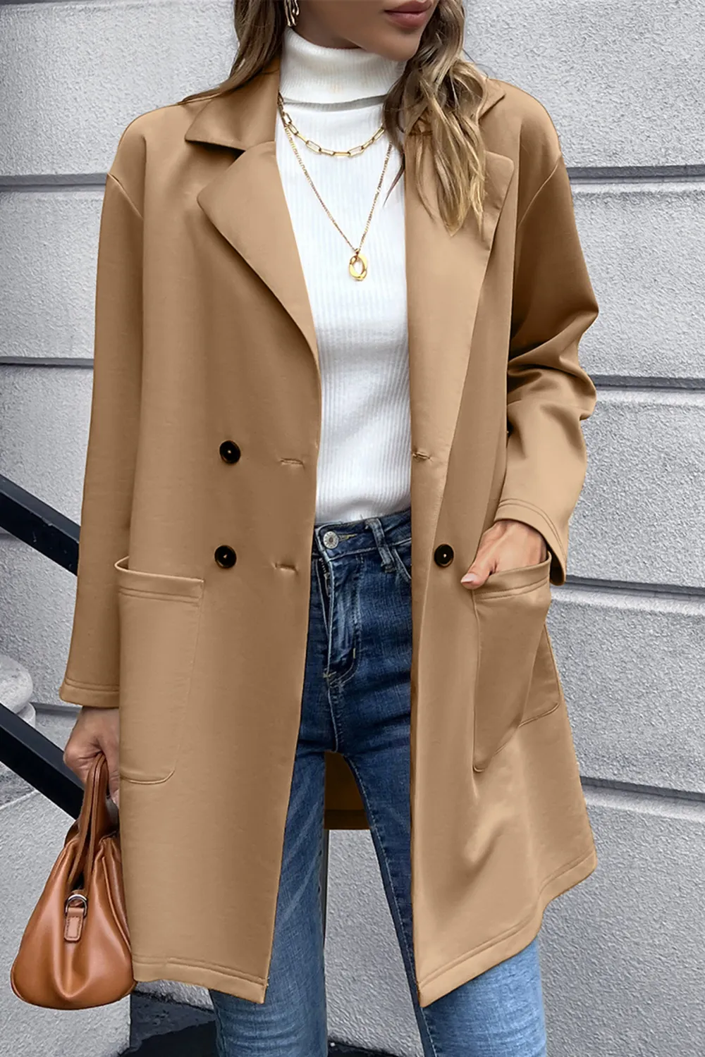 Lapel Collar Long Sleeve Blazer, image 4