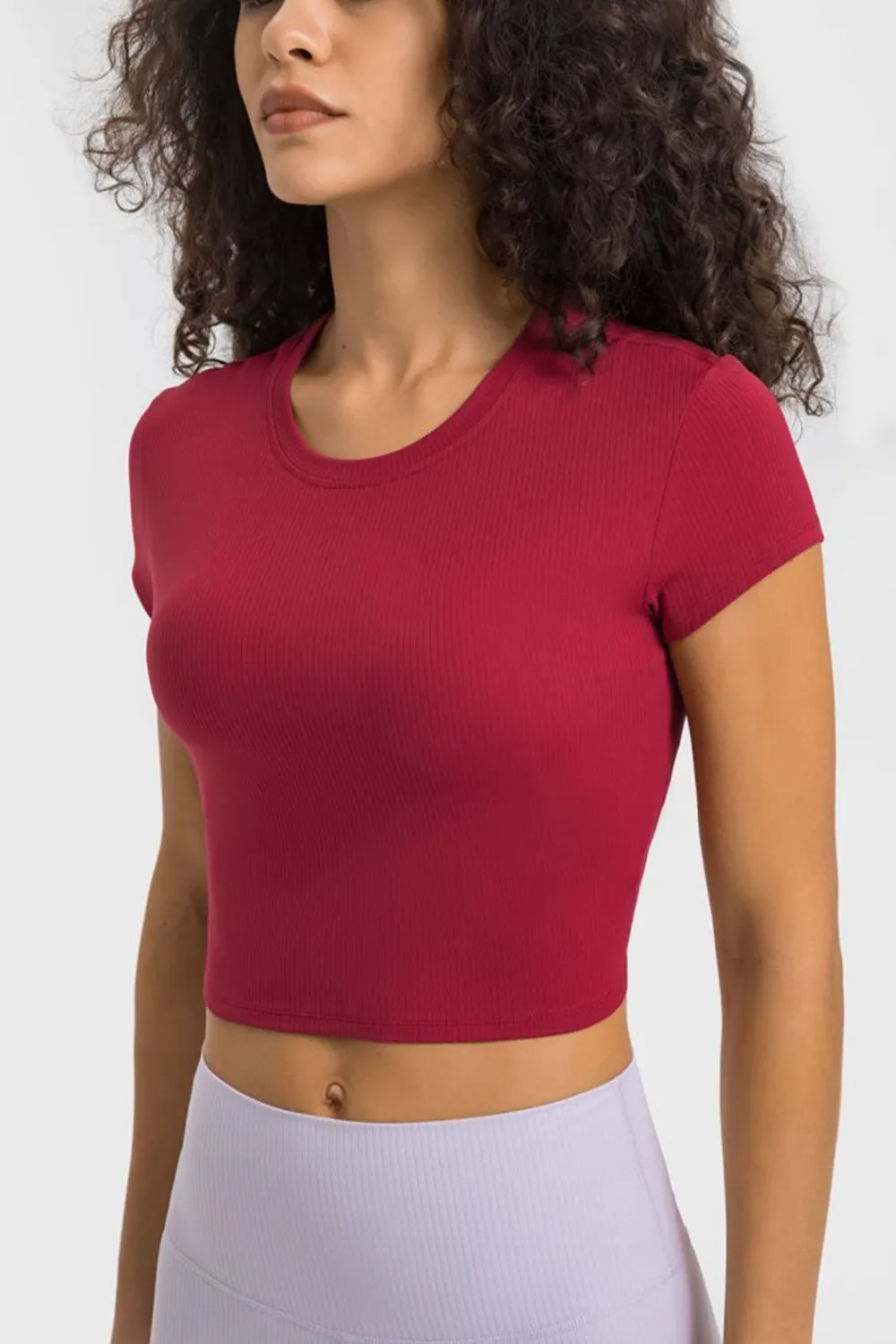 Round Neck Short Sleeve Cropped Sports T-Shirt, image 8