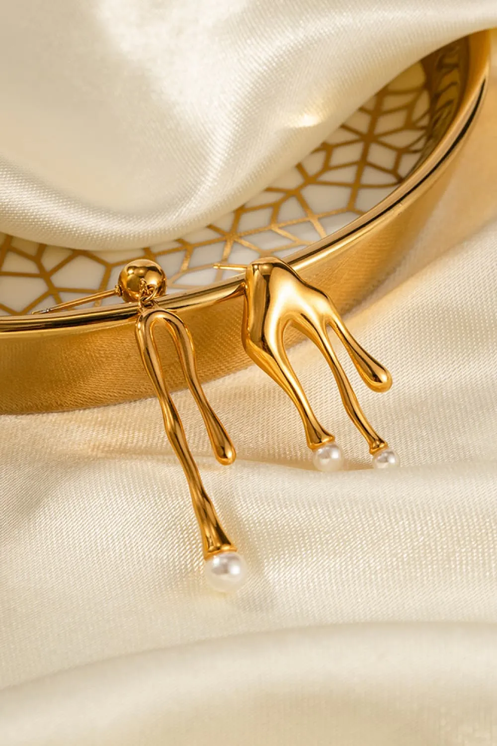 Synthetic Pearl 18K Gold-Plated Dangle Earrings, image 2
