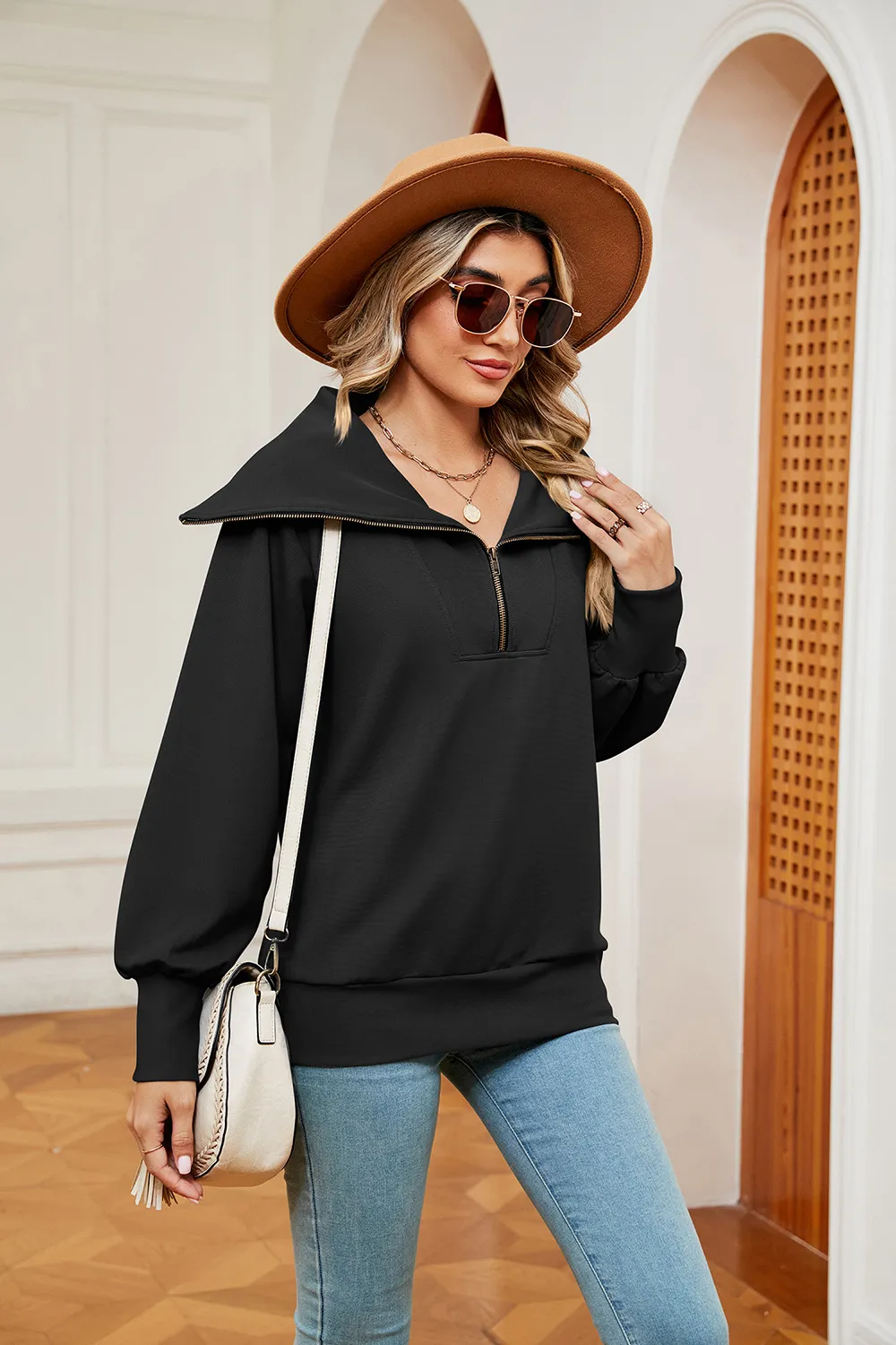 Half-Zip Collared Sweatshirt, image 11