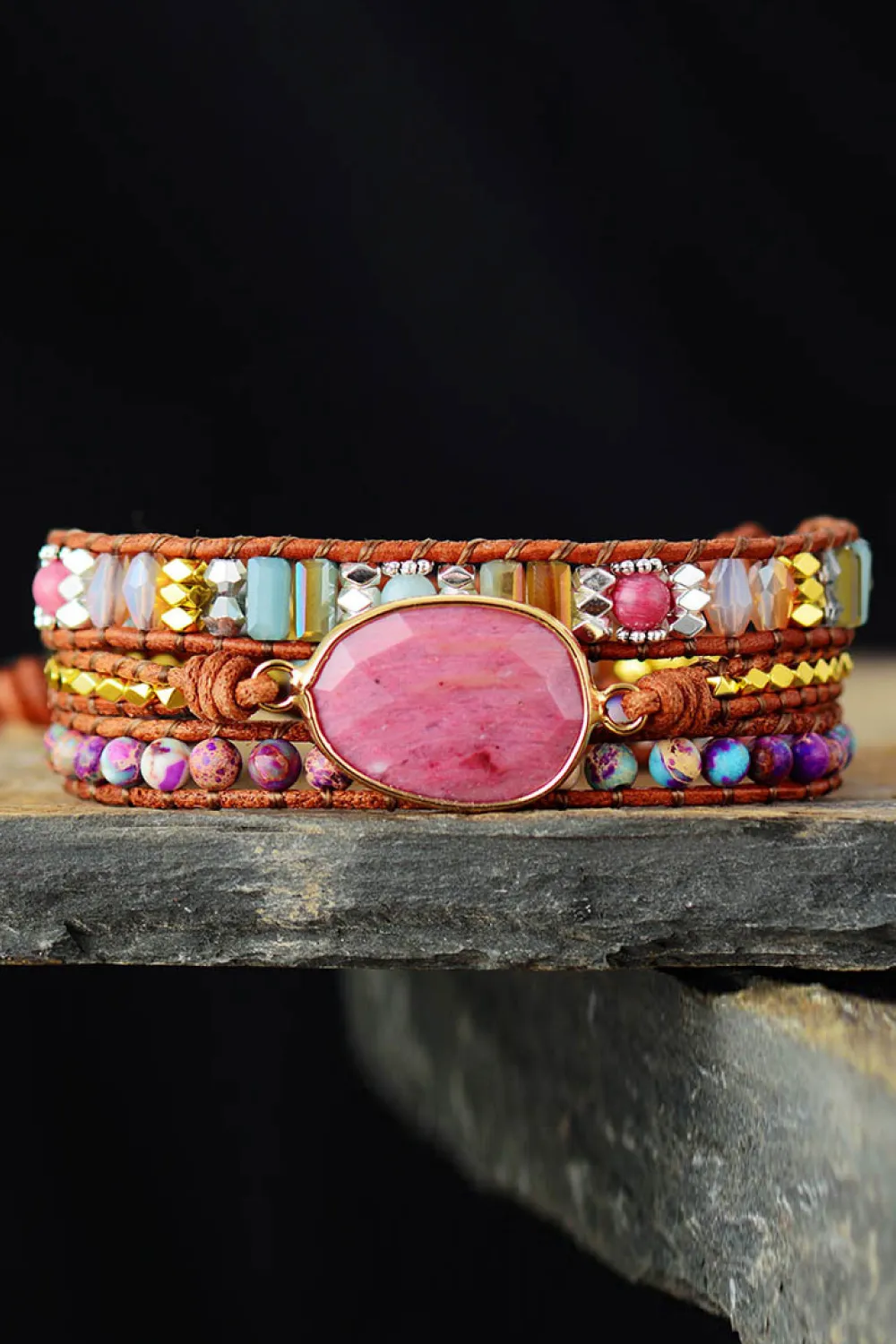 Handmade Crystal Beaded Natural Stone Bracelet, image 5