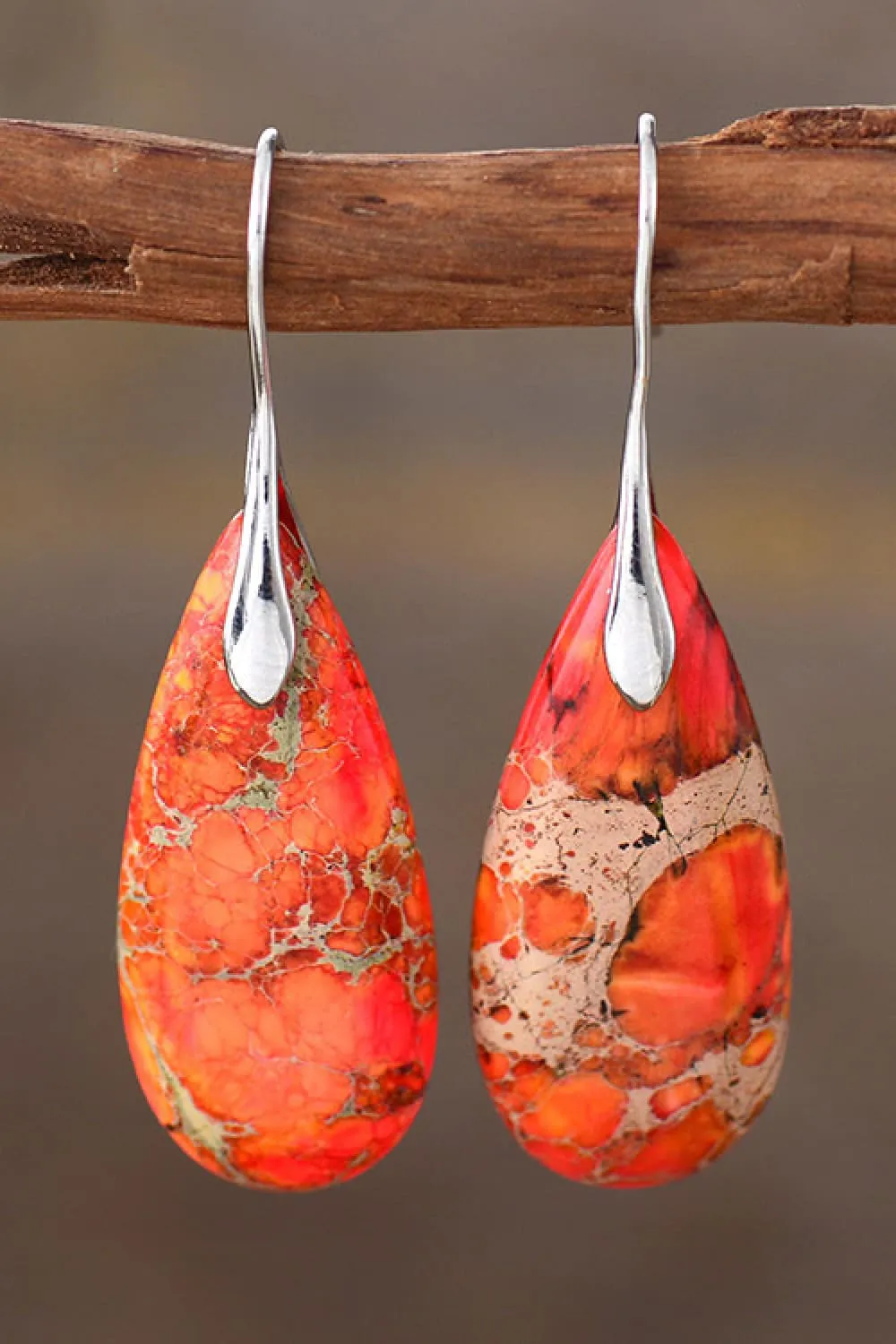 Handmade Teardrop Shape Natural Stone Dangle Earrings, image 7