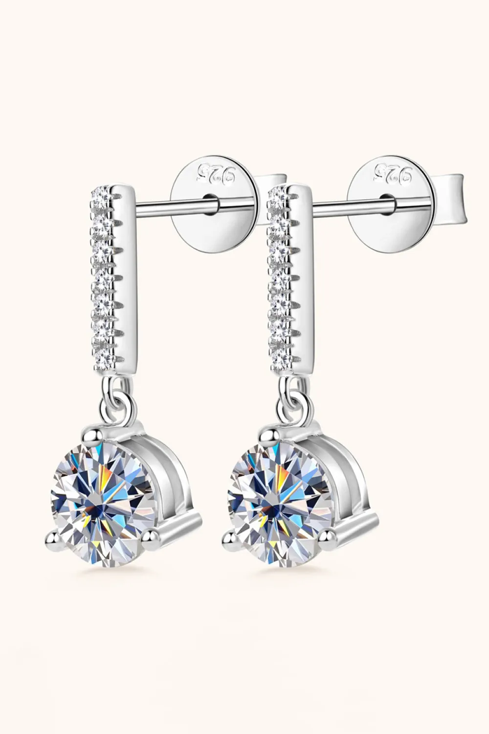 2 Carat Moissanite 925 Sterling Silver Drop Earrings, image 4