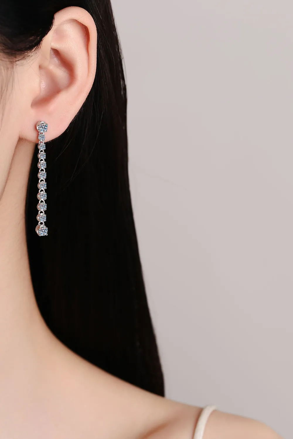 1.18 Carat Moissanite Long Earrings, image 4