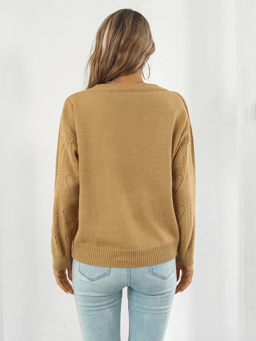 Openwork V-Neck Sweater, image 6
