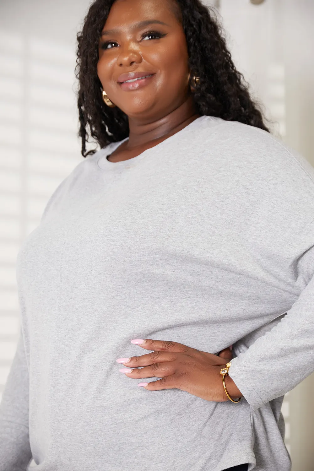 Seam Detail Round Neck Long Sleeve Top, image 6