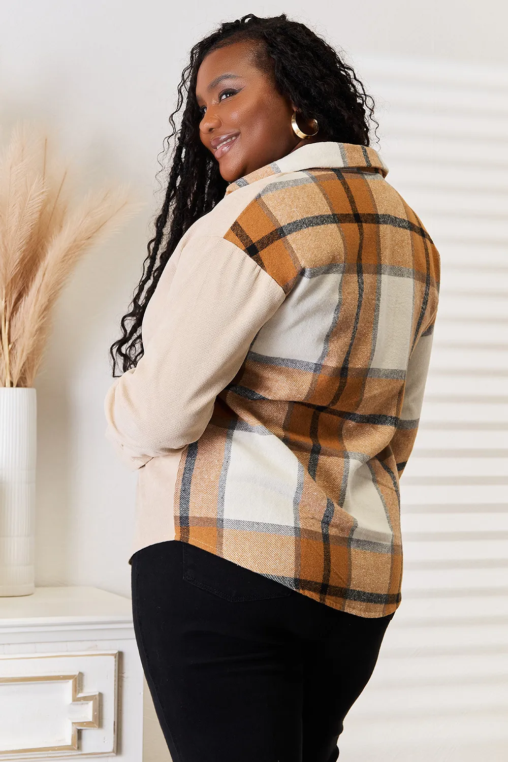 Plaid Print Dropped Shoulder Shirt, image 2