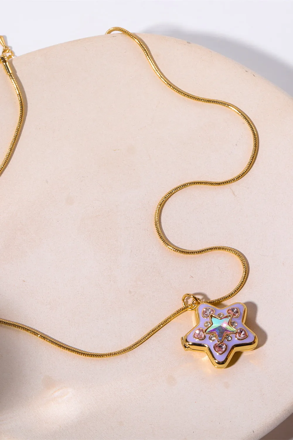 Rhinestone Decor Star Box Pendant Necklace, image 4