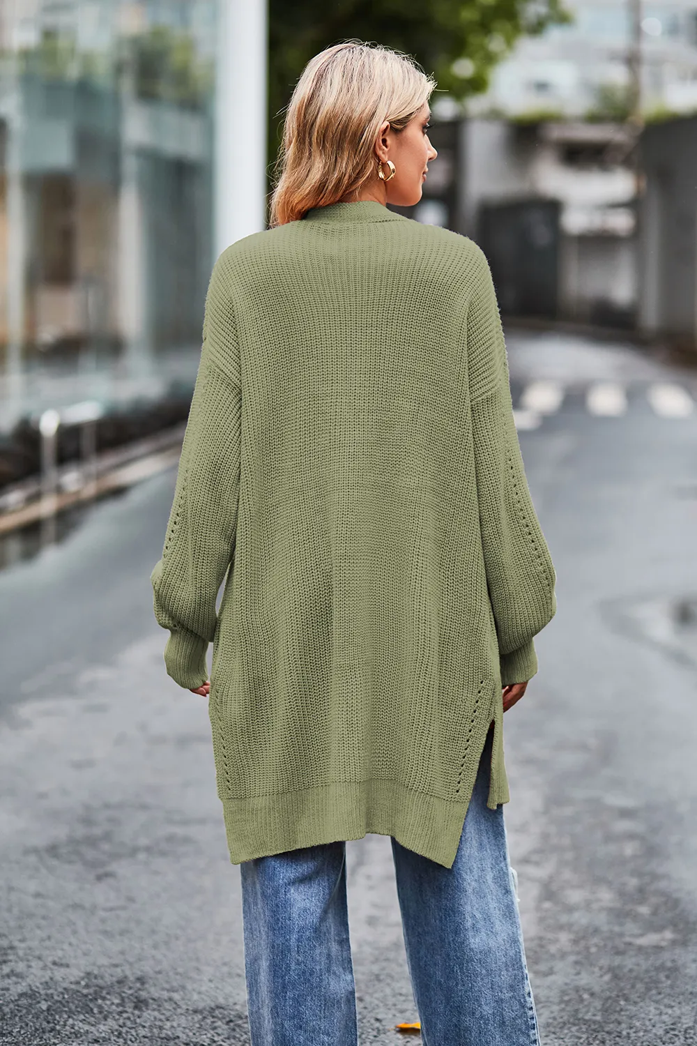 Open Front Dropped Shoulder Longline Cardigan, image 24