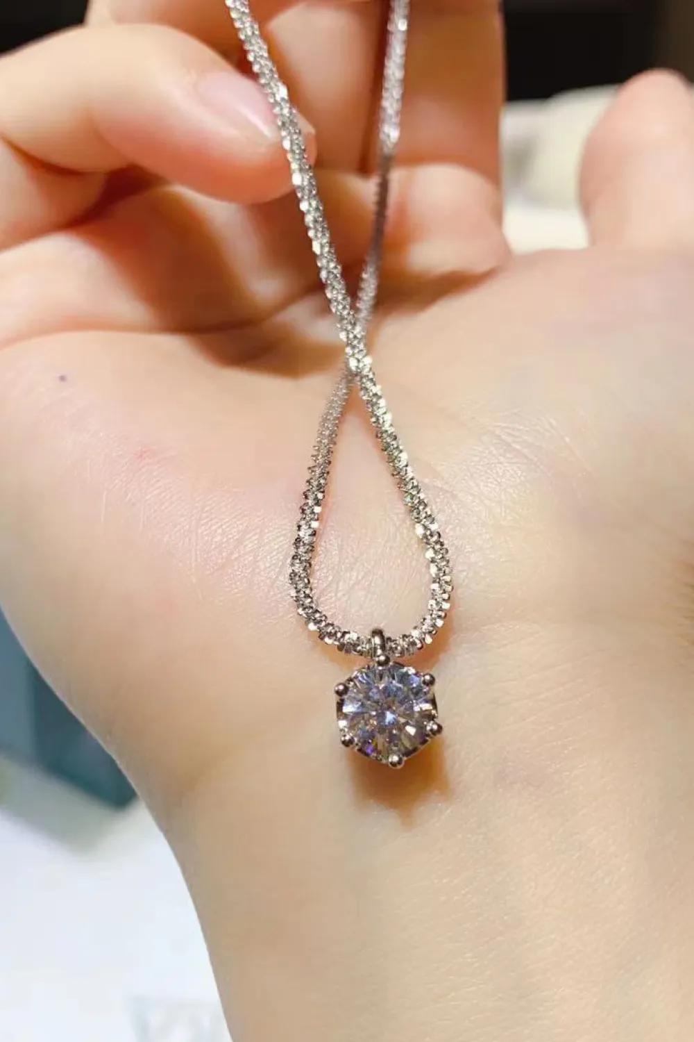 1 Carat Moissanite 925 Sterling Silver Necklace, image 4